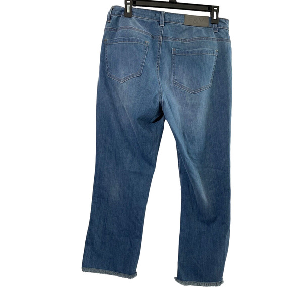 Elliott & Vine Jeans Womens Size 10 Straight Raw Hem Medium Wash Denim Stretch - Picture 2 of 9
